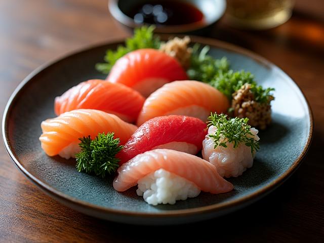 美しい盛り付けの日本料理と酒