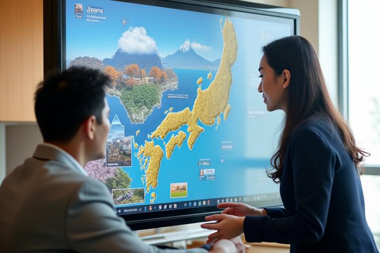 専門家が日本の旅行プランをカスタマイズする様子